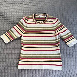 VERONICA BEARD KAVYA STRIPED RIB KNIT SWEATER SIZE SMALL
